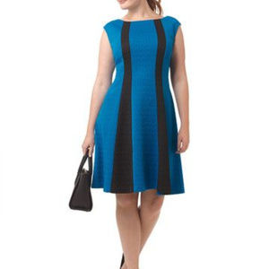 London Times Fit & Flare in Black and Blue 20W